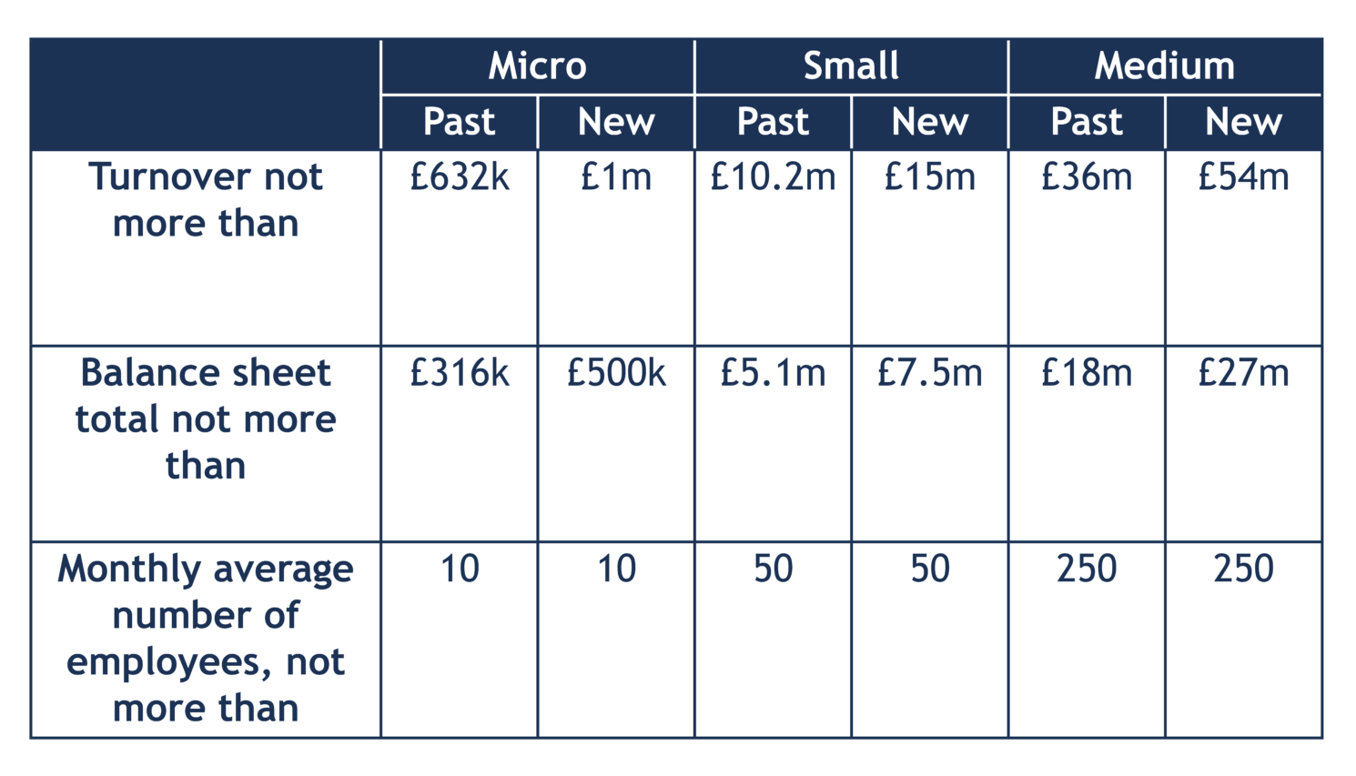 Individual Companies and LLPs Size Thresholds