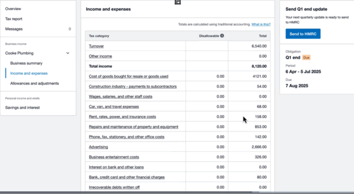 Xero’s recently launched version of what a new ITSA quarterly return might look like